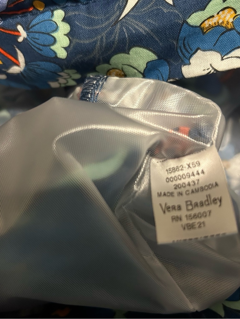 Vera Bradley NWT Diddy bag “floral burst” w/plastic lining & drawstring closure - Picture 5 of 12